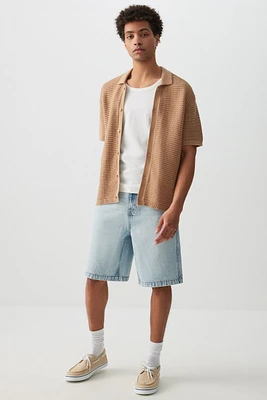 Ardene Man Baggy Denim Shorts For Men in Light Blue | Size | 100% Cotton