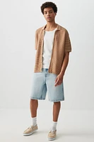 Ardene Man Baggy Denim Shorts For Men in Light Blue | Size | 100% Cotton