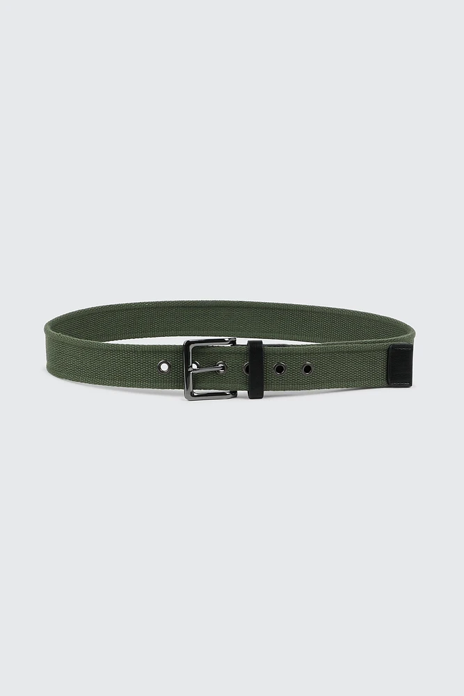 Ardene Man Canvas Belt For Men in Dark Green | Size | Polyester