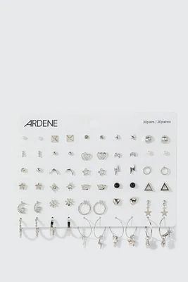 Ardene 30-Pack Assorted Earrings in Silver | Stainless Steel