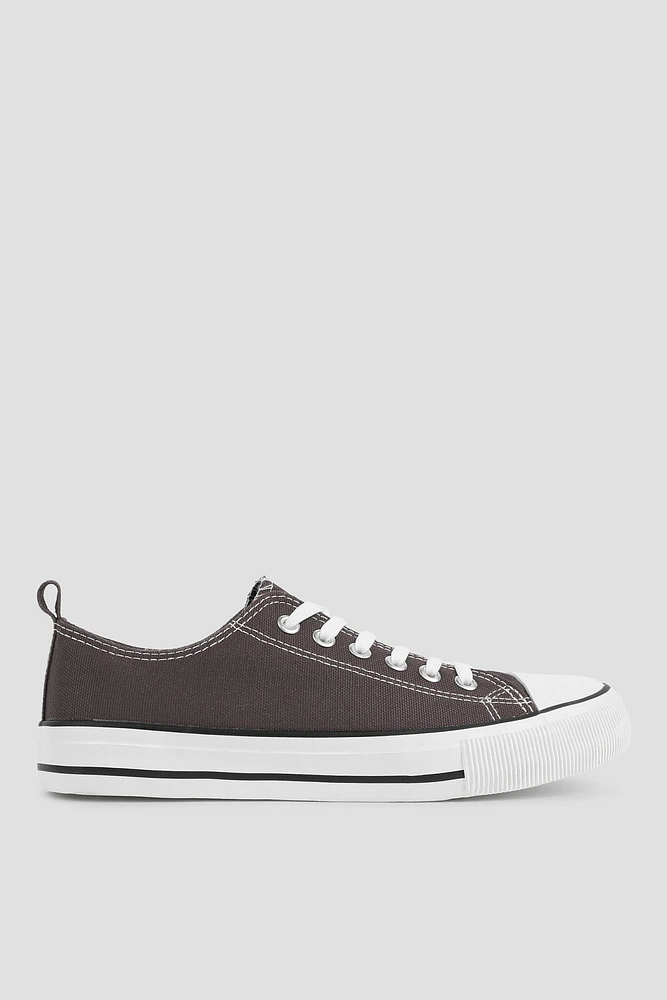 Ardene Low Top Sneakers with Toe Cap in Dark Grey | Size | Eco-Conscious