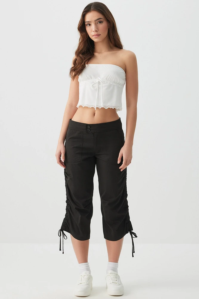 Ardene Capri Pants with Adjustable Cuffs in Black | Size | Polyester/Cotton