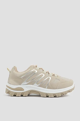 Ardene Chunky Hiker Sneakers in Beige | Size | Faux Leather