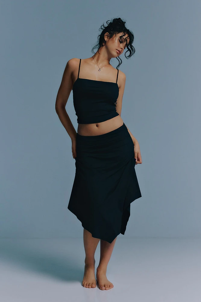 Ardene Contour Asymmetrical Midi Skirt in | Size | Elastane/Polyamide