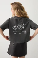 Ardene Boxy Graphic T-Shirt in Dark Grey | Size | 100% Cotton
