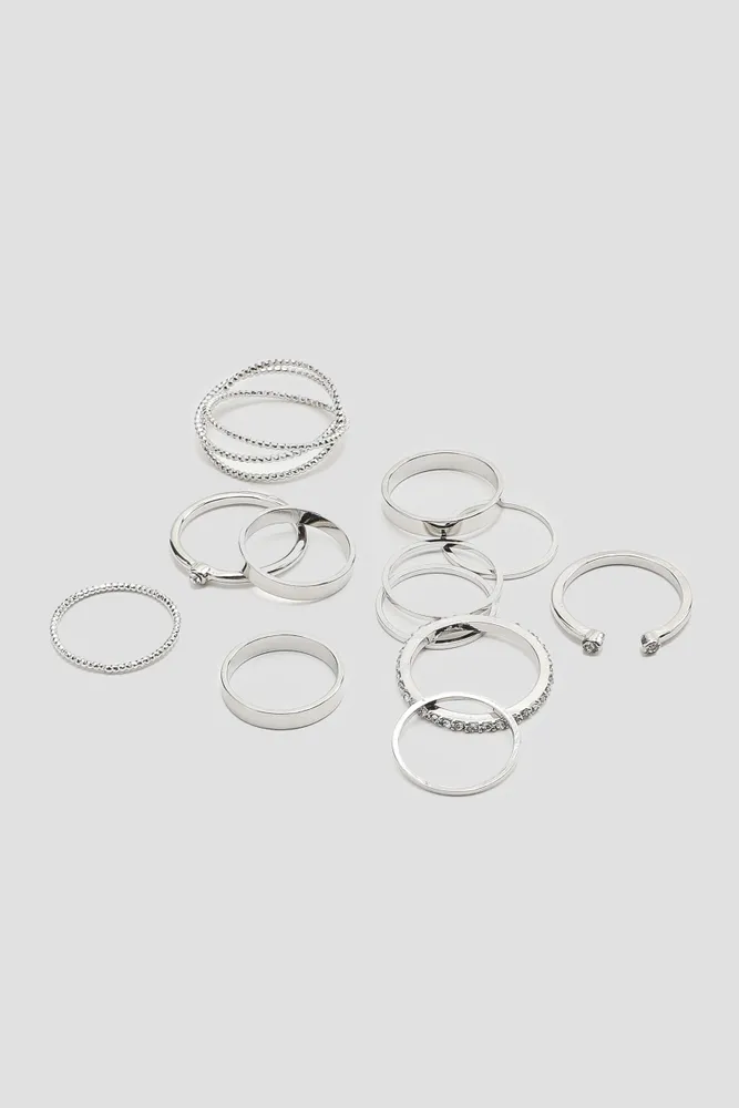 Ardene 8-Pack Tip Rings in Silver | Size Small