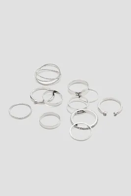 Ardene 8-Pack Tip Rings in Silver | Size Small