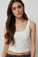 Ardene Basic Cotton Scoop Neck Tank Top in White | Size | Cotton/Elastane | Eco-Conscious