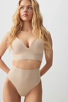 Ardene Invisible High Waisted Thong in Beige | Size | Nylon/Elastane | Microfiber