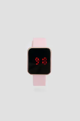 Ardene Digital LED Watch in Light Pink