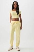 Ardene MADESOFT Fleece Baggy Sweatpants in Banana Cream | Size | Polyester/Cotton | Eco-Conscious