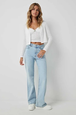 Ardene High Rise '90s Jeans in Light Blue | Size | Spandex/Cotton
