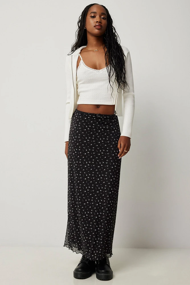 Ardene Printed Mesh Maxi Skirt | Size | Polyester/Spandex