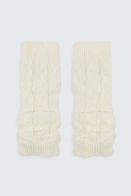 Ardene Kids Cable Knit Leg Warmers in White | 100% Acrylic