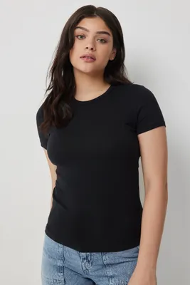 Ardene Basic Short Sleeve T-Shirt in | Size | Cotton/Elastane