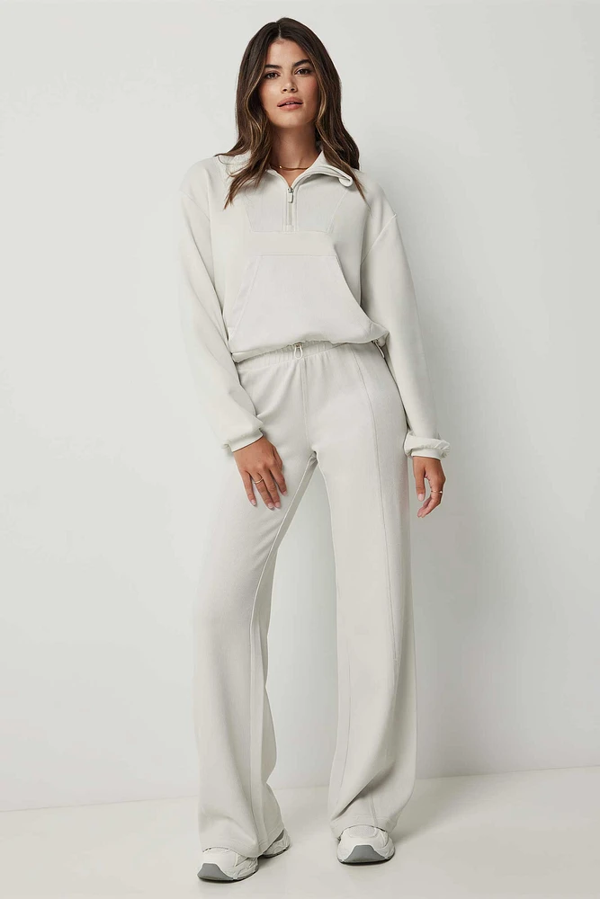 Ardene Straight Leg Rib Pants in White | Size | Polyester/Spandex/Viscose | Eco-Conscious