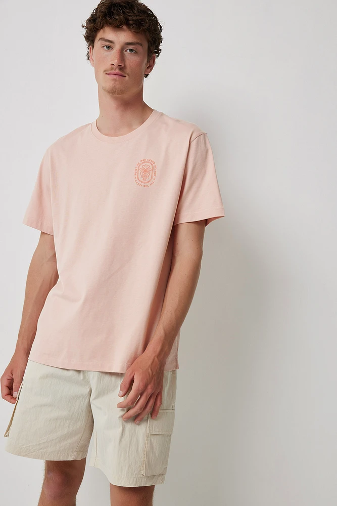 Ardene Man European Print T-Shirt For Men in Light Pink | Size | 100% Cotton