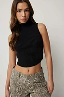 Ardene Mock Neck Sweater Tank in Black | Size | 100% Cotton