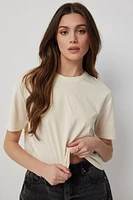 Ardene Basic Organic Cotton Boxy T-Shirt in Beige | Size | Cotton/Elastane | Eco-Conscious