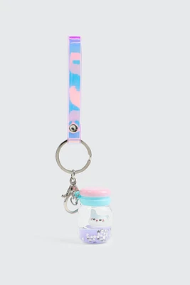 Ardene Kids Cat In A Jar Keychain in Lilac