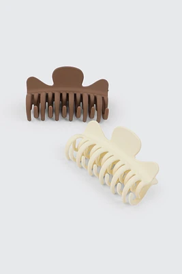 Ardene 2-Pack Matte Hair Claws in Beige