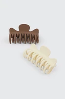 Ardene 2-Pack Matte Hair Claws in Beige