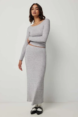 Ardene Brushed Maxi Skirt in Grey | Size | Polyester/Rayon/Elastane