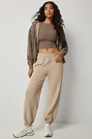 Ardene Washed Oversized Sweatpants in Beige | Size | Polyester/Cotton | Fleece-Lined