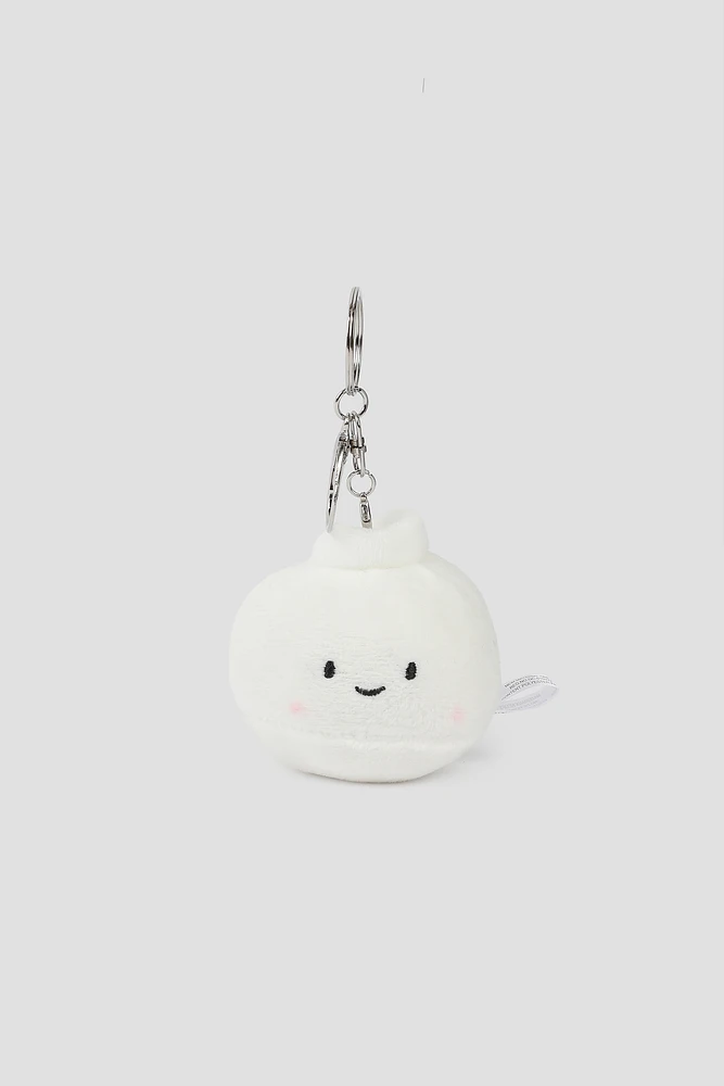 Ardene Plush Dumpling Keychain in White