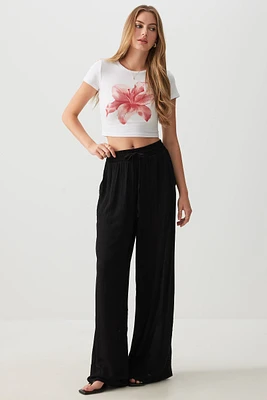 Ardene Crinkled Wide Leg Pants in | Size | Rayon