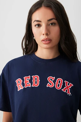 Ardene Crop Red Sox T-Shirt in Dark Blue | Size | 100% Cotton