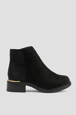 Ardene Embellished Booties in Black | Size | Faux Suede | Eco-Conscious