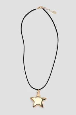 Ardene Cord Necklace with Star Pendant in Gold