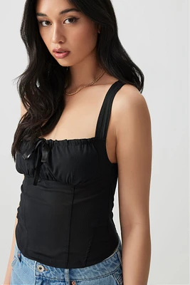 Ardene Mesh Tank Top with Bow Detail in | Size | Polyester/Nylon/Elastane