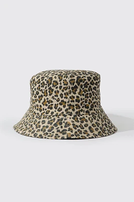 Ardene Reversible Leopard Bucket Hat in Beige | 100% Cotton