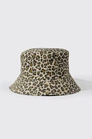 Ardene Reversible Leopard Bucket Hat in Beige | 100% Cotton