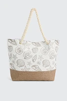 Ardene Canvas Beach Bag in White | 100% Recycled Polyester | Eco-Conscious