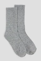 Ardene Solid Crew Socks in Grey | Polyester/Spandex | Eco-Conscious