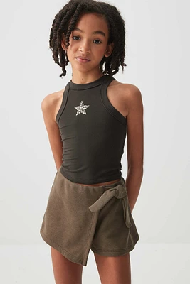 Ardene Kids French Terry Wrap Skort in Khaki | Size | Polyester/Cotton | Eco-Conscious