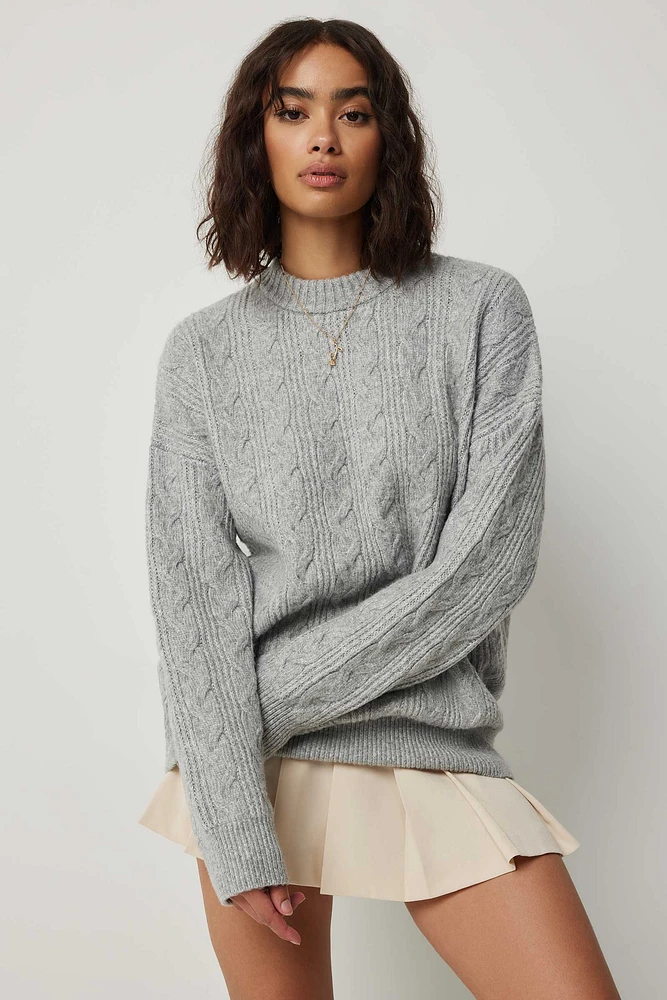 Ardene Long Cable Knit Sweater in | Size | Polyester | Eco-Conscious