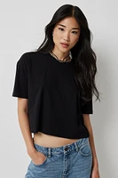 Ardene Basic Crop Boxy T-Shirt in | Size | Cotton/Elastane | Eco-Conscious