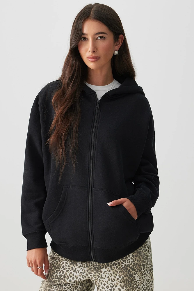 Ardene Oversized Zip Up Graphic Hoodie in | Size | Polyester/Cotton | Eco-Conscious