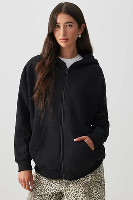 Ardene Oversized Zip Up Graphic Hoodie in | Size | Polyester/Cotton | Eco-Conscious