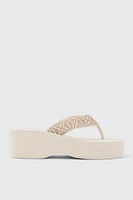 Ardene Geometric Wedge Flip Flops Sandals in Beige | Size