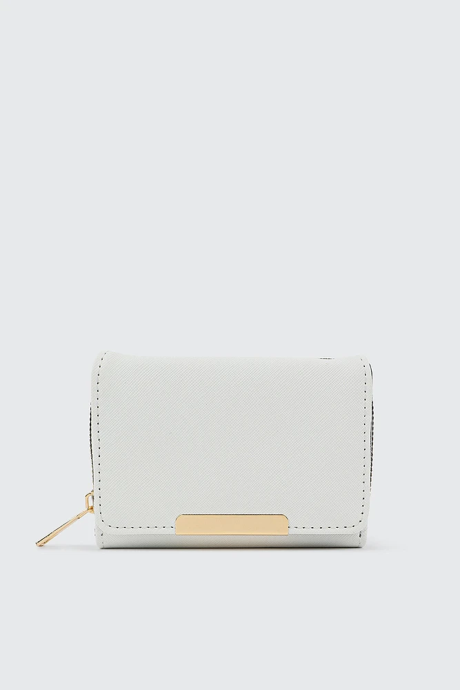 Ardene Small Folded Wallet in White | Faux Leather/Polyester