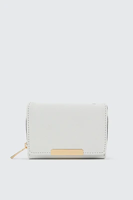 Ardene Small Folded Wallet in White | Faux Leather/Polyester