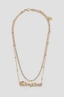 Ardene Two-Row Hamptons Stone Necklace in Gold
