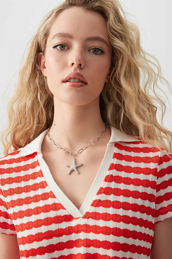 Ardene Chunky Starfish Chain Necklace in Silver