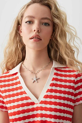 Ardene Chunky Starfish Chain Necklace in Silver