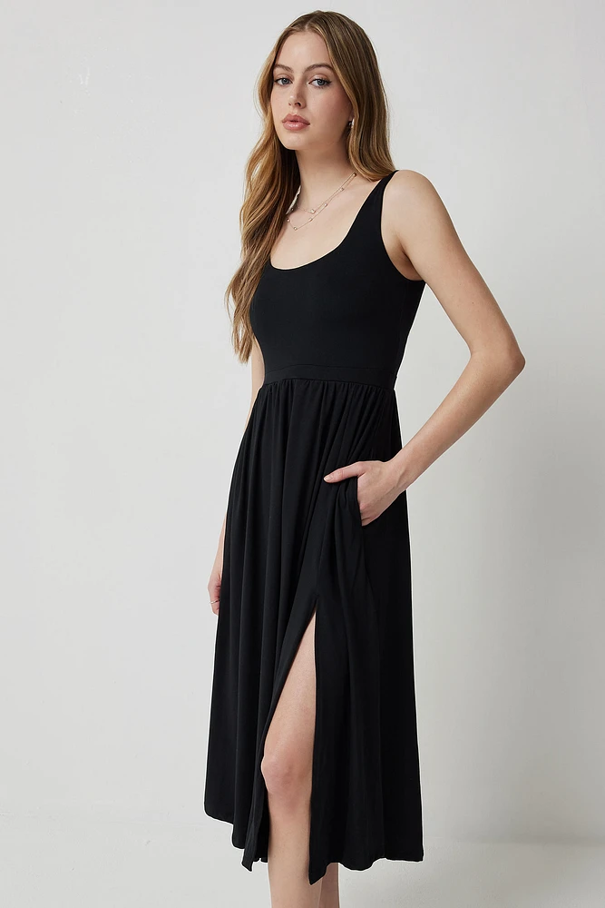 Ardene Super Soft Midi Dress with Slit in | Size | Polyester/Elastane